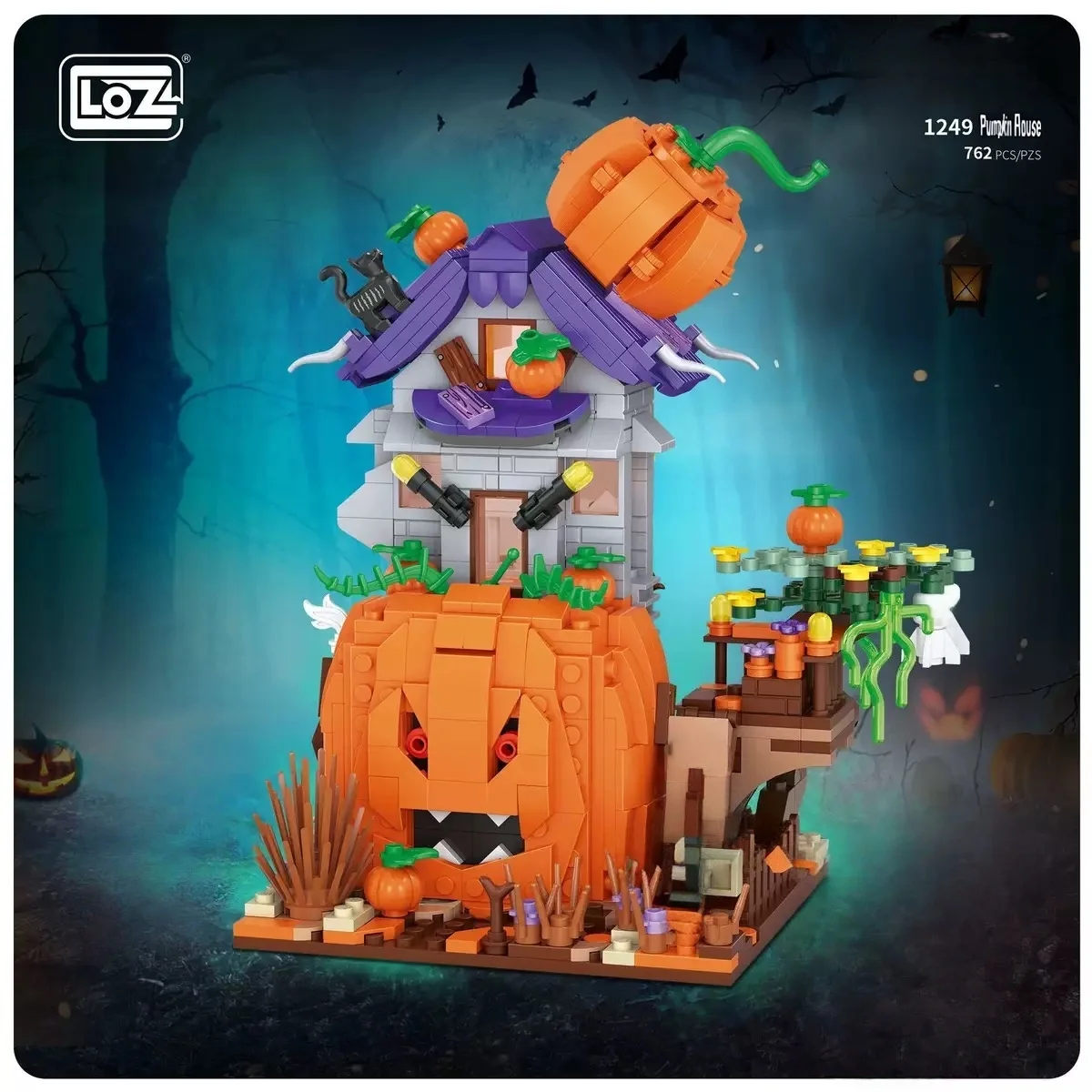 LOZ classic pumpkin house building blocks assembly set, with many movable Halloween ornaments and toys for children and adults