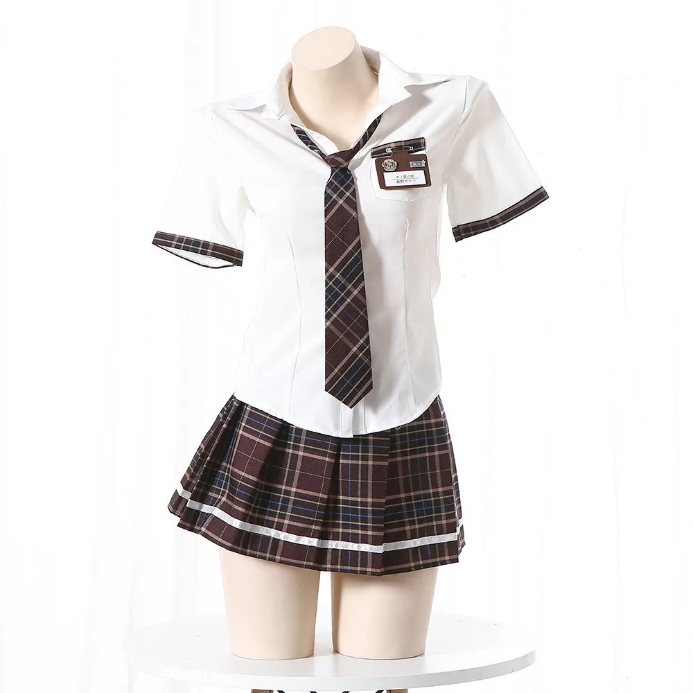 Uniforme de lingerie d'écolière pour femme, costume de jeu sexy, mini jupe mignonne, ensemble de chemisier serré, cosplay Anime imprimés Girl