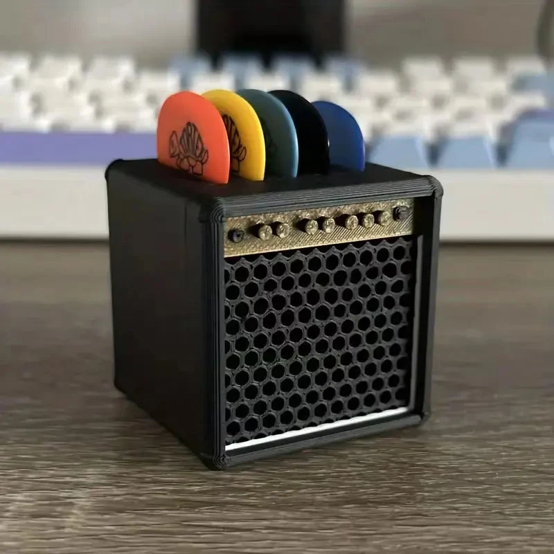 1Pcs Guitar Pick Holder Box Vintage Speaker Shape Pick Storage Case Portable Guitar Pick Organizer Gift For Guitar Lovers