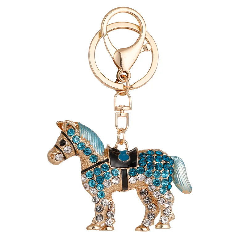 Horse KeyChain Key Ring Holder for Car Handbag Pendant Rhinestone Crystal Inlaid Souvenirs Gifts