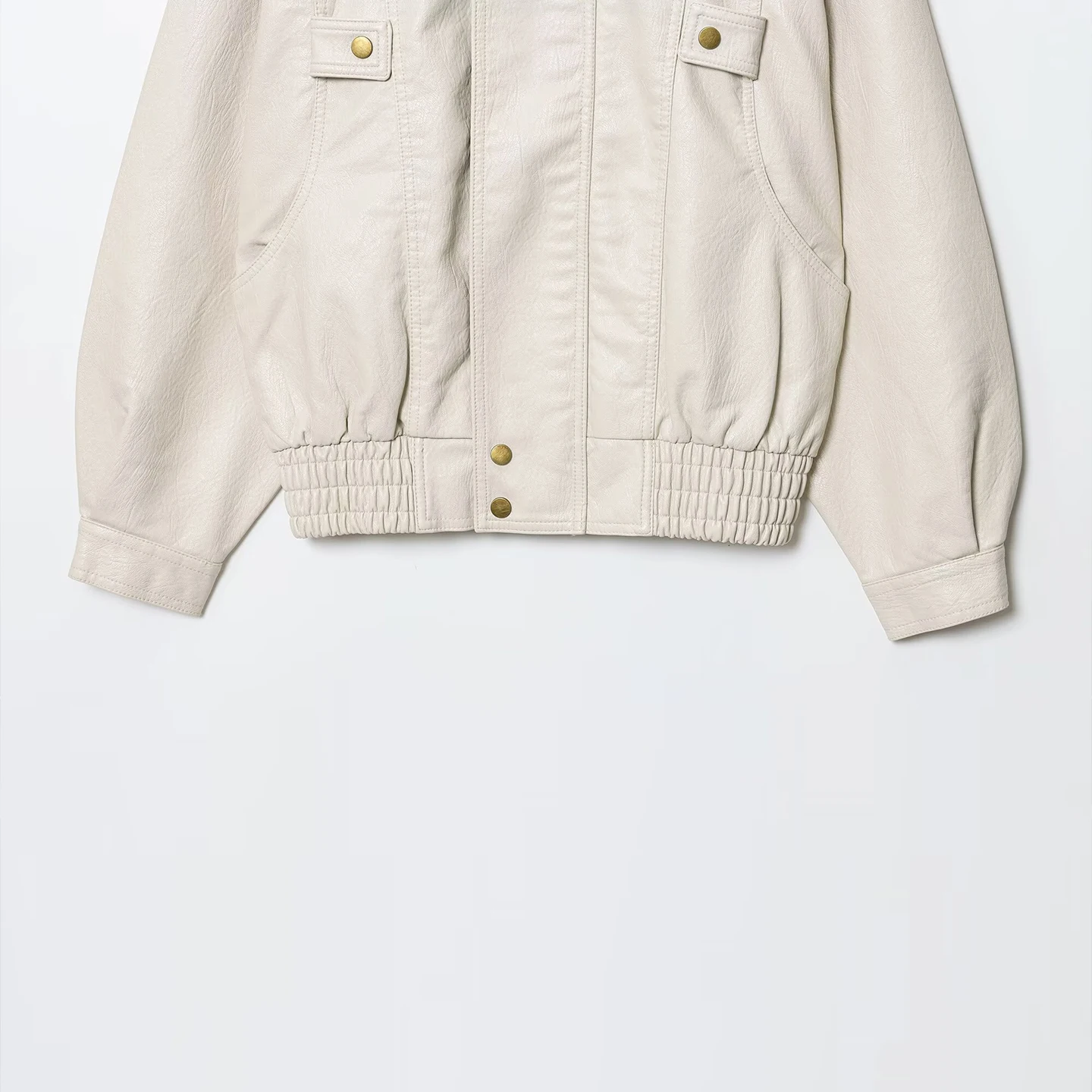 Ele Long Sve Waed cuir Jaet femmes Sle Simple quotidien Faion Z marque trajet coupe ample fermeture à glissière