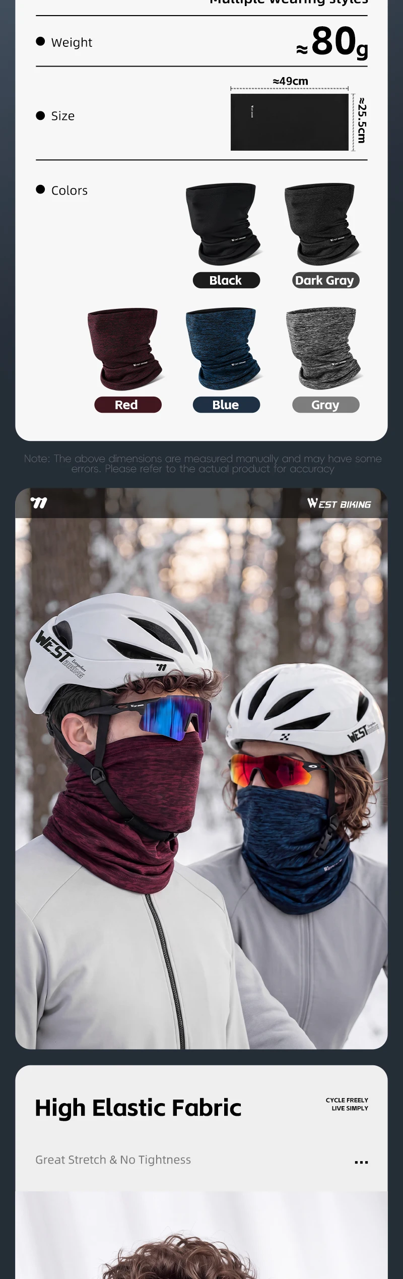 WEST RADFAHREN Winter Fleece Radfahren Schal Outdoor Winddicht Laufen Fahrrad Gesicht Abdeckung Männer Frauen Fahrrad Bandana Sport Headwear – Detail 3