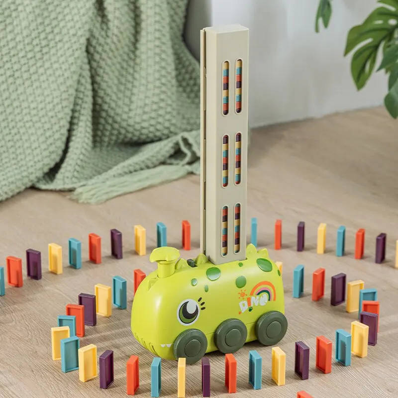 Dominos kleiner Dinosaurier zug Domino früh kindliche Bildung für Kinder Intelligenz Baustein Montage automatische Lizenz