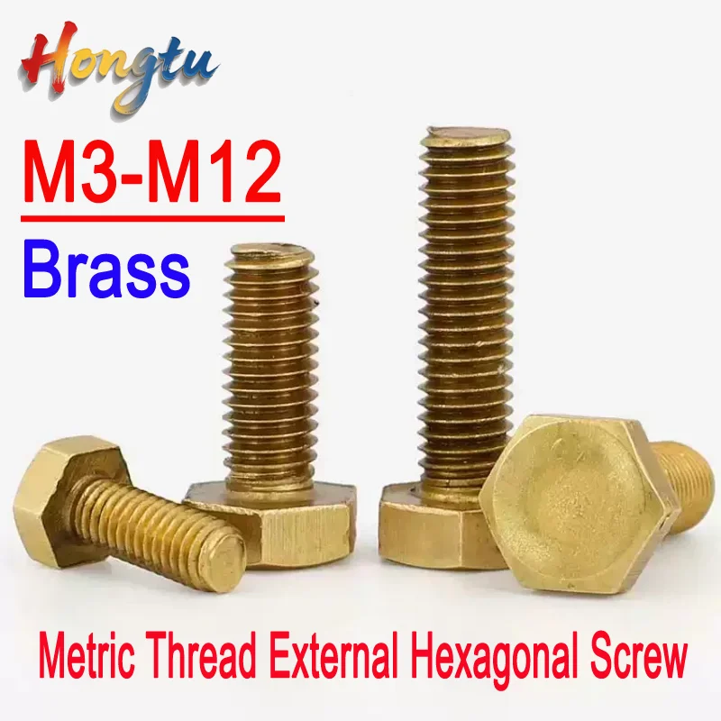 

Hongtu Brass External Hex Bolts M3 M4 M6 M8 M10 M12 Metric Thread External Hexagonal Screw Length: 6-100MM