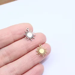 10pcs  Wholesale Stainless Steel Mini Sun Charms DIY Anklets Earrings Bracelets Vacuum Plated Colorless 2 Colors