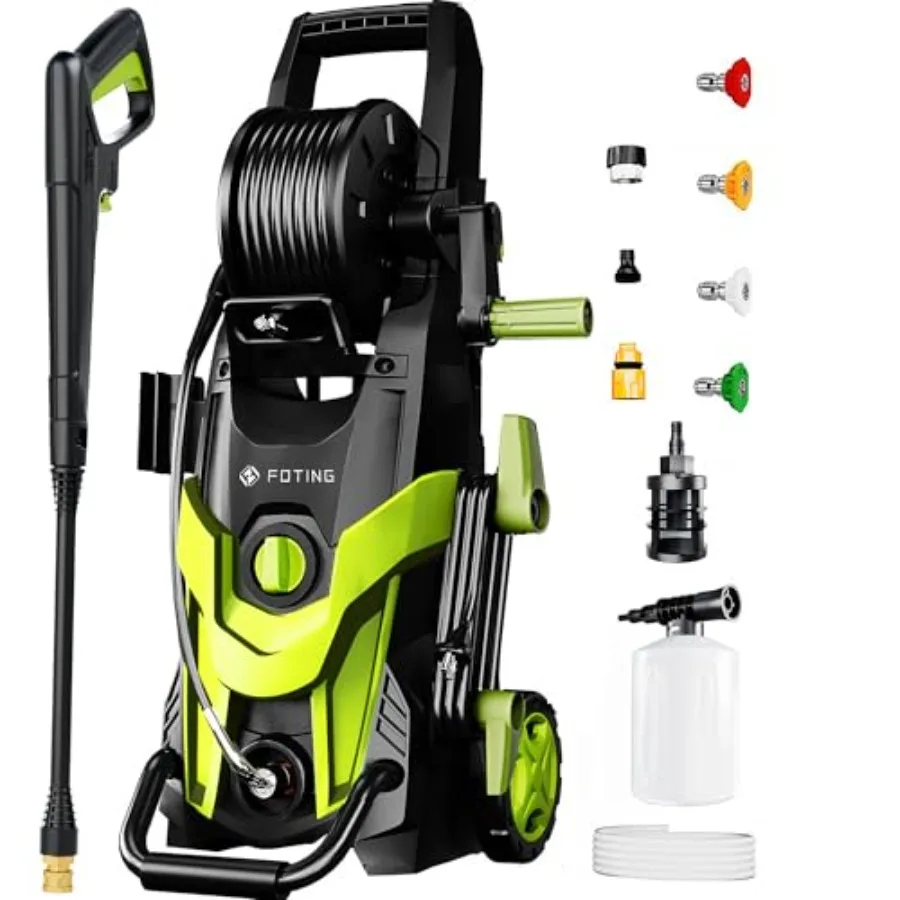 

2026New Pressure Power Washer with 4 Quick Connect Nozzles Inlet Hose and Filter Foam Cannon for Cars/Fences/Patios/Home Cleani