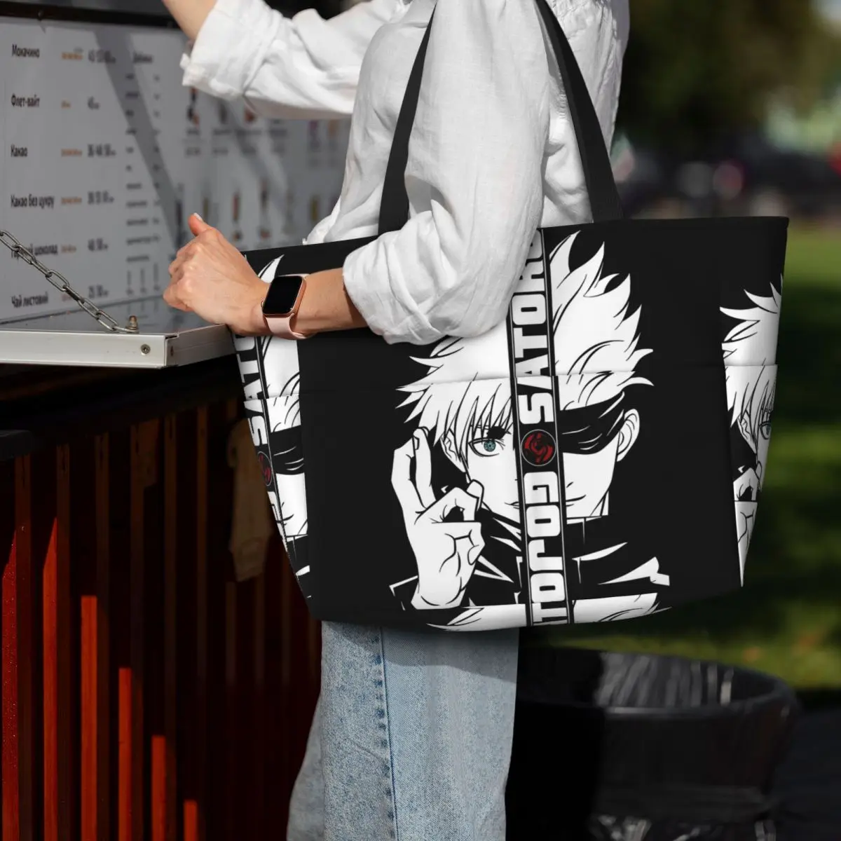 JJK Anime Gojo Satoru Jujutsu Kaisen Beach Tote Bag Sport Gym Yoga Duffle Large Tote Bag Women Travel Bag Fitness bag