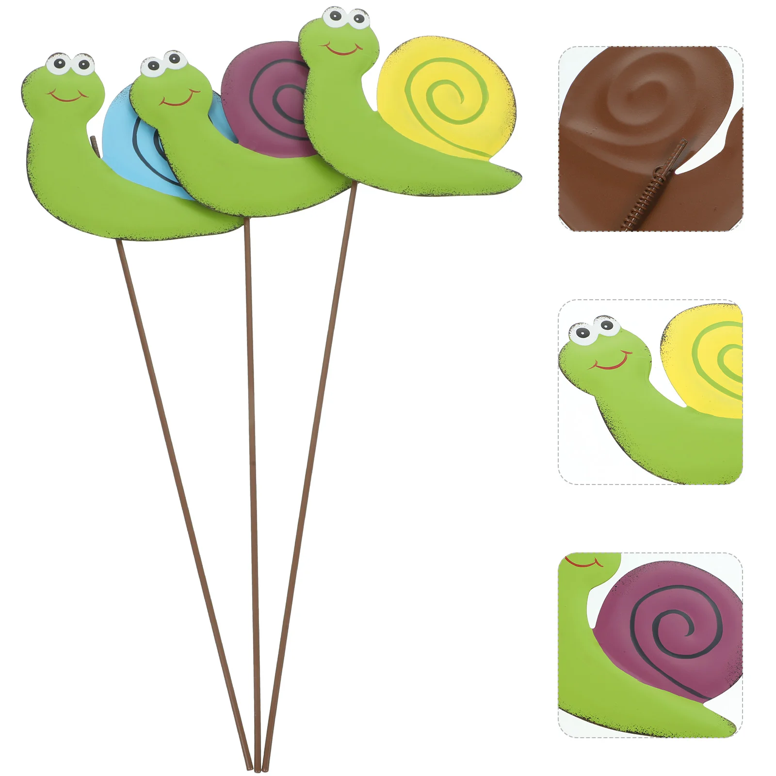 3pcs Colored Decor Lawn nament Flower Stake Set Simulation Snails Garden Stake Decor Garden naments Yard Patios Stakes