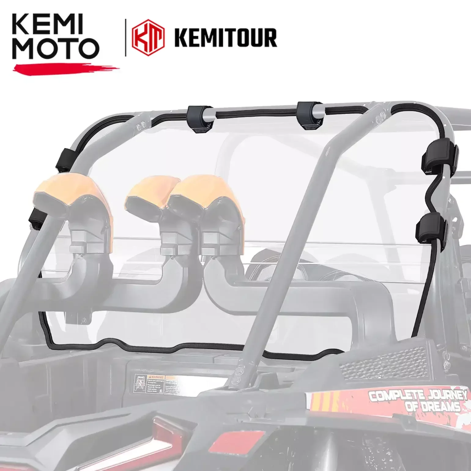 

KEMIMOTO UTV Rear Full Windshield Compatible with Polaris RZR XP 1000 / RZR XP 4 1000 2014-2022 2023 Portable Clamps Windscreen