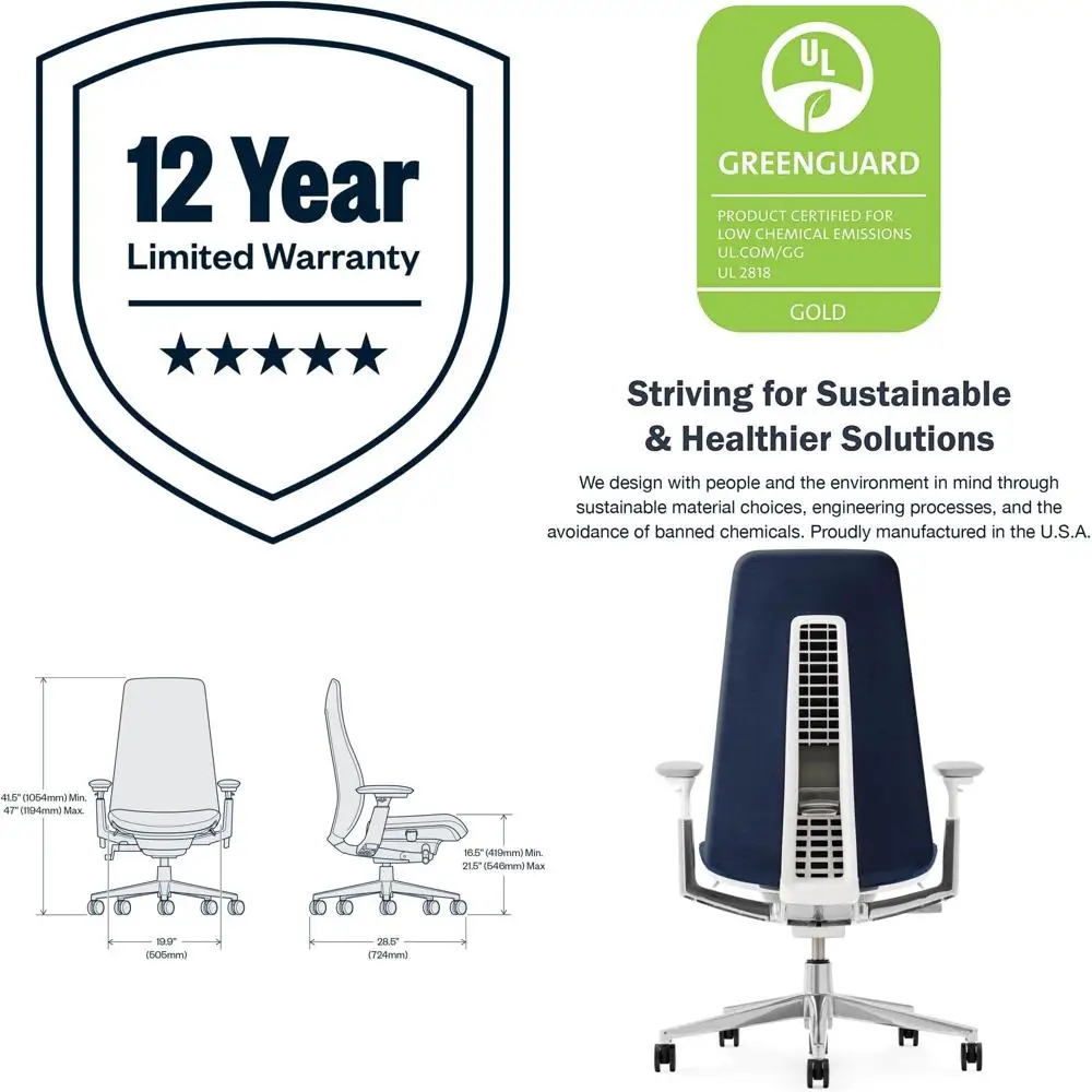 

Innovative Ergonomic Office Chair with Digital Knit Design and Lumbar Support in Deep Sea Blue