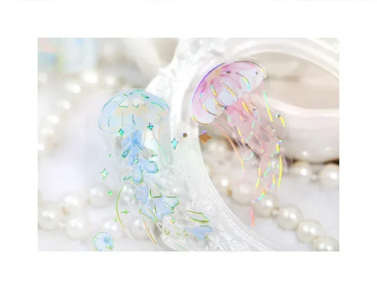 3pcs Kawaii Sticker Pack Feather Dragonfly Bird Jellyfish Decorative Scrapbooking Material Labels for Diary Phone Journal Planne