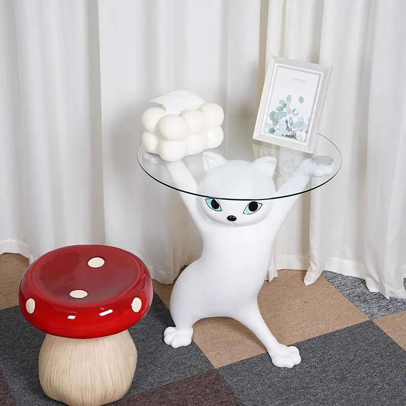 Mesa de Café Plástica Fofa para Decoração de Quarto, Mesa de Café Redonda Única, Designer de Móveis para Sala de Estar