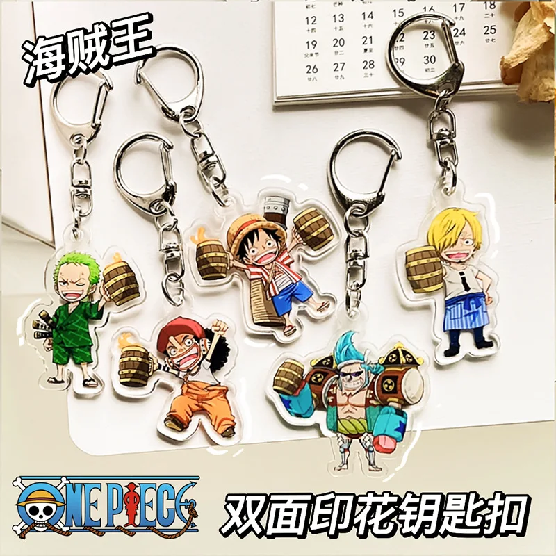 Peripheral Recycled Acrylic Keychain for One Piece Roronoa Zoro Monkey D. Luffy Vinsmoke Sanji Usopp Franky Keychain Gift