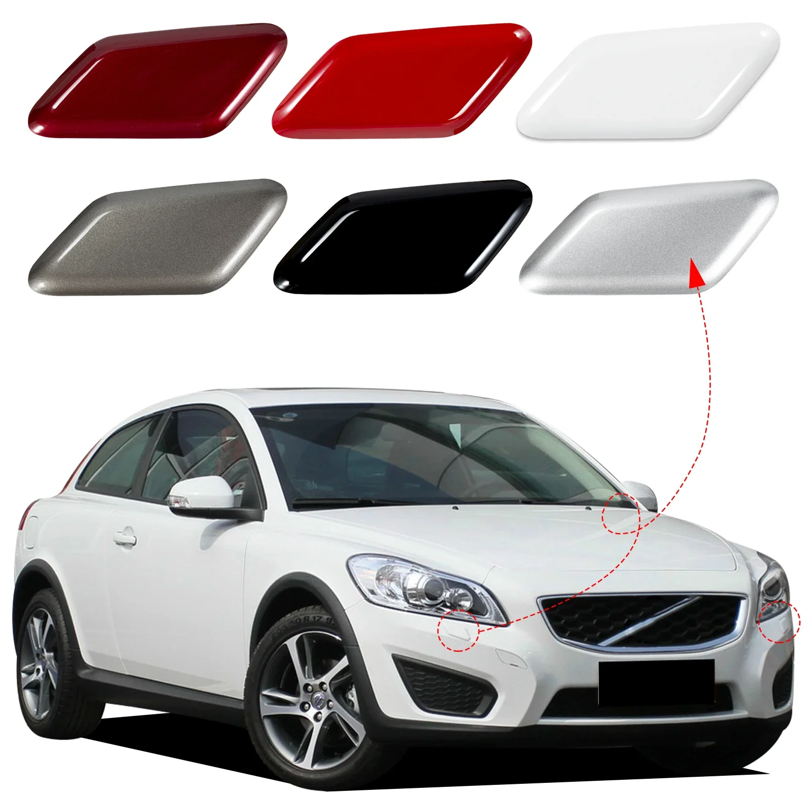 

OLANGDA Front Bumper Headlight Washer Cover Cap For Volvo C30 2010 2011 2012 2013 39863927 39863944