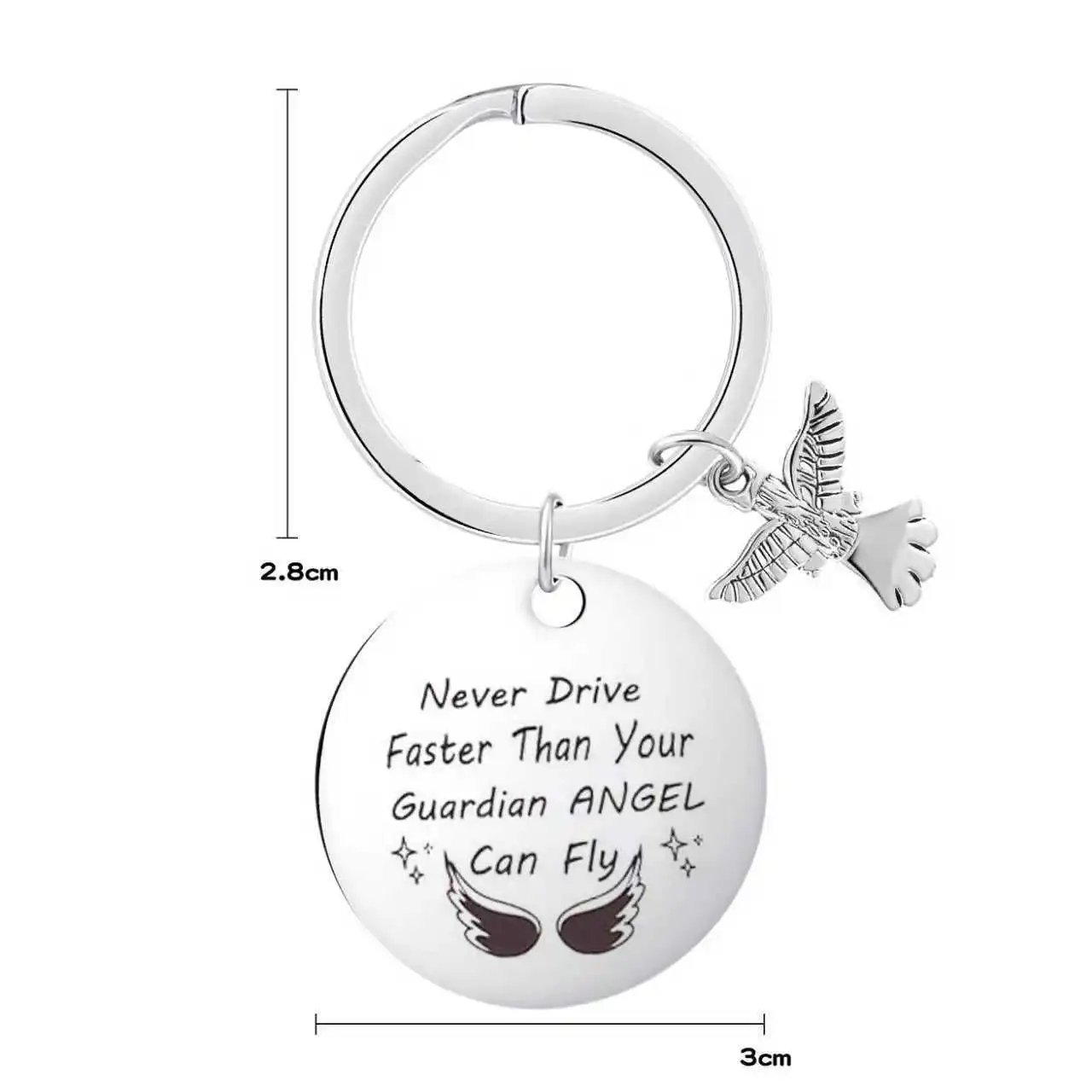 Driver Key Ring Gift Sweet Guardian Angel Keychain Never Drive Faster Than Your Angel Can Fly Keychain Charm for Women Girls Boy