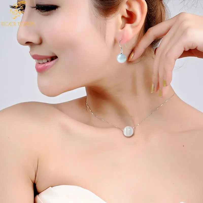 natural Cat\'s eye stone moon ball beads earrings fashion jewelry charm birthday girl lover gift dropshipping wedding top quality