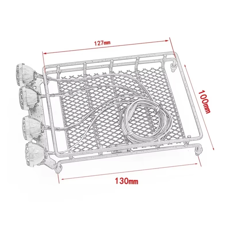 Universal RC Roof Rack With LED Light Bar for 1/10 RC Crawler Car, Night Crawling Accessory Fit SCX10 CC01 D90 Scale Model Upgra