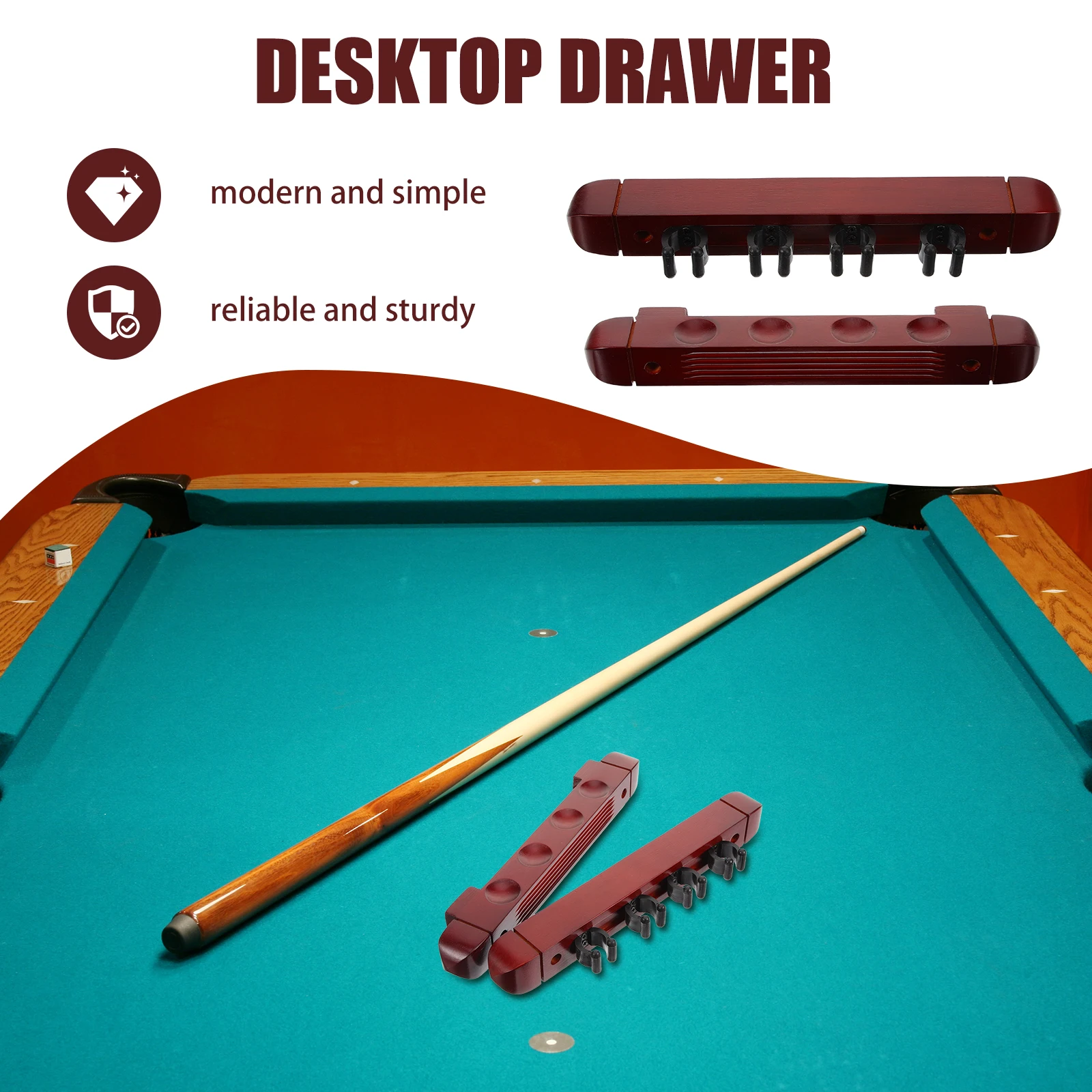 

Billiard Rack Pool Pole Hanger Stick Wall Mount Storage Solid Wood Mounted Stand