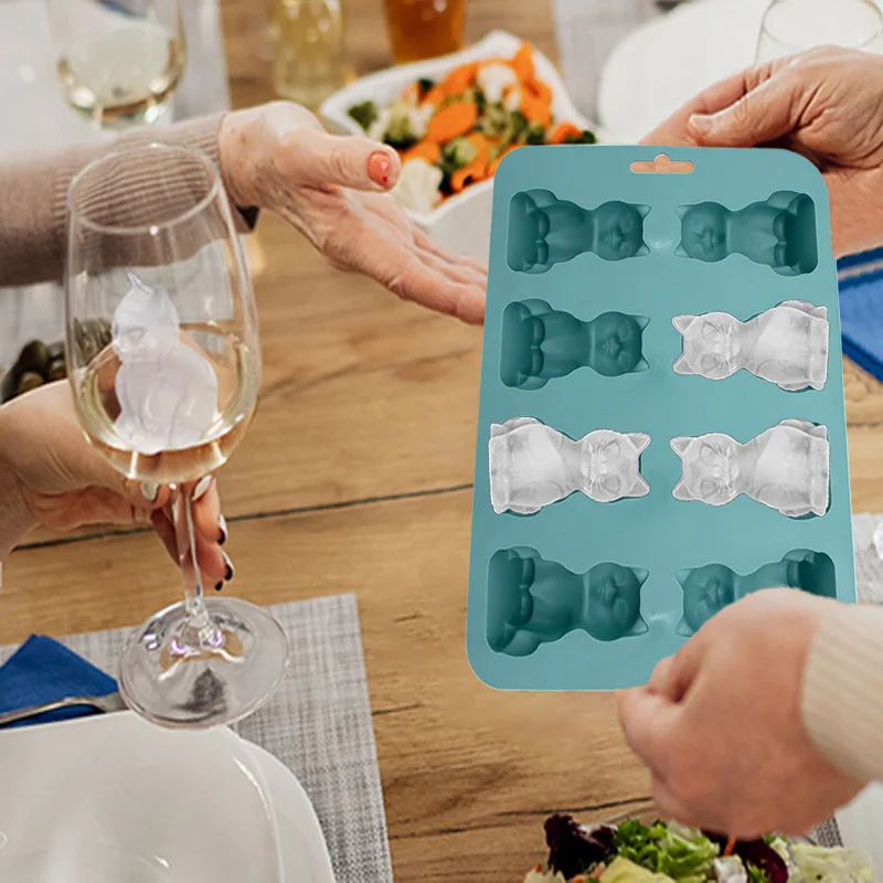 Silicone Ice Tray Cute Cat Whiskey Ice Mold Summer DIY Ice Maker Food Grade Silicone Ice Mold Suitable for Bar Accessories