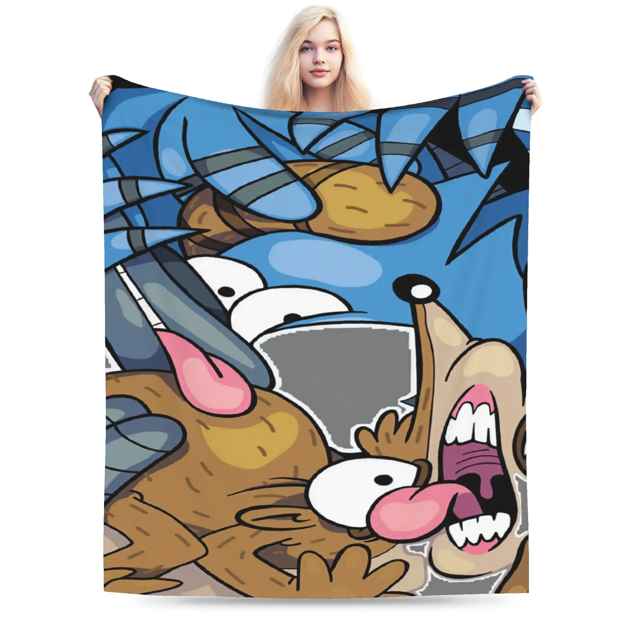 Mordecai And Rigby Regular Show Cartoon Character Blanket  Soft Warm Comfortable Plush Throw Blanket Flannel Bedspread Bed Cover