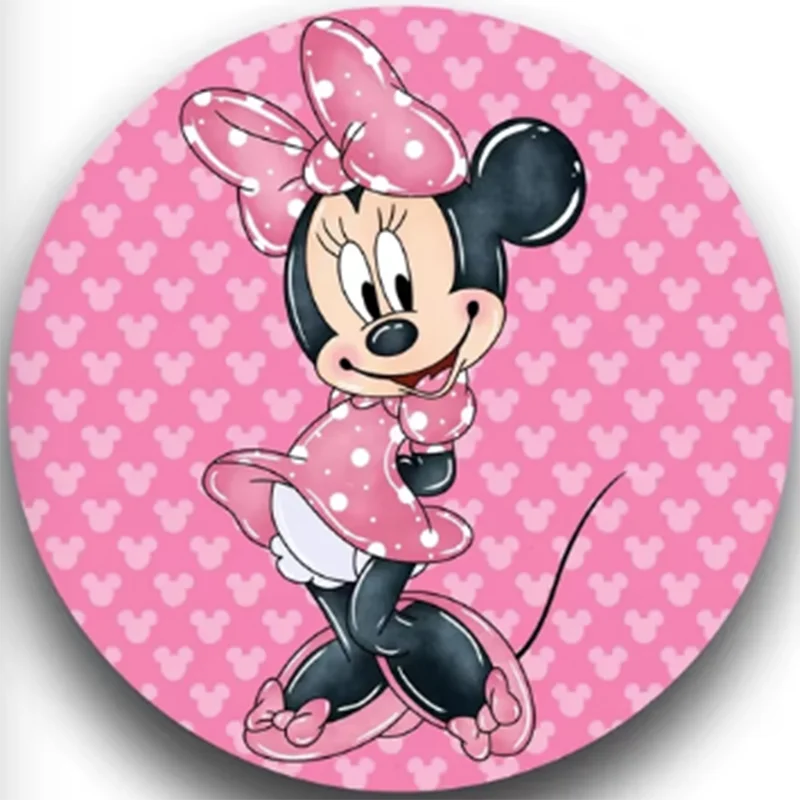 Minnie Mouse Elastic Round Backdrop 3 Cylinder Cover 4 Piece Background Photography Baby Shower Girl Birthday Party Bnner Props