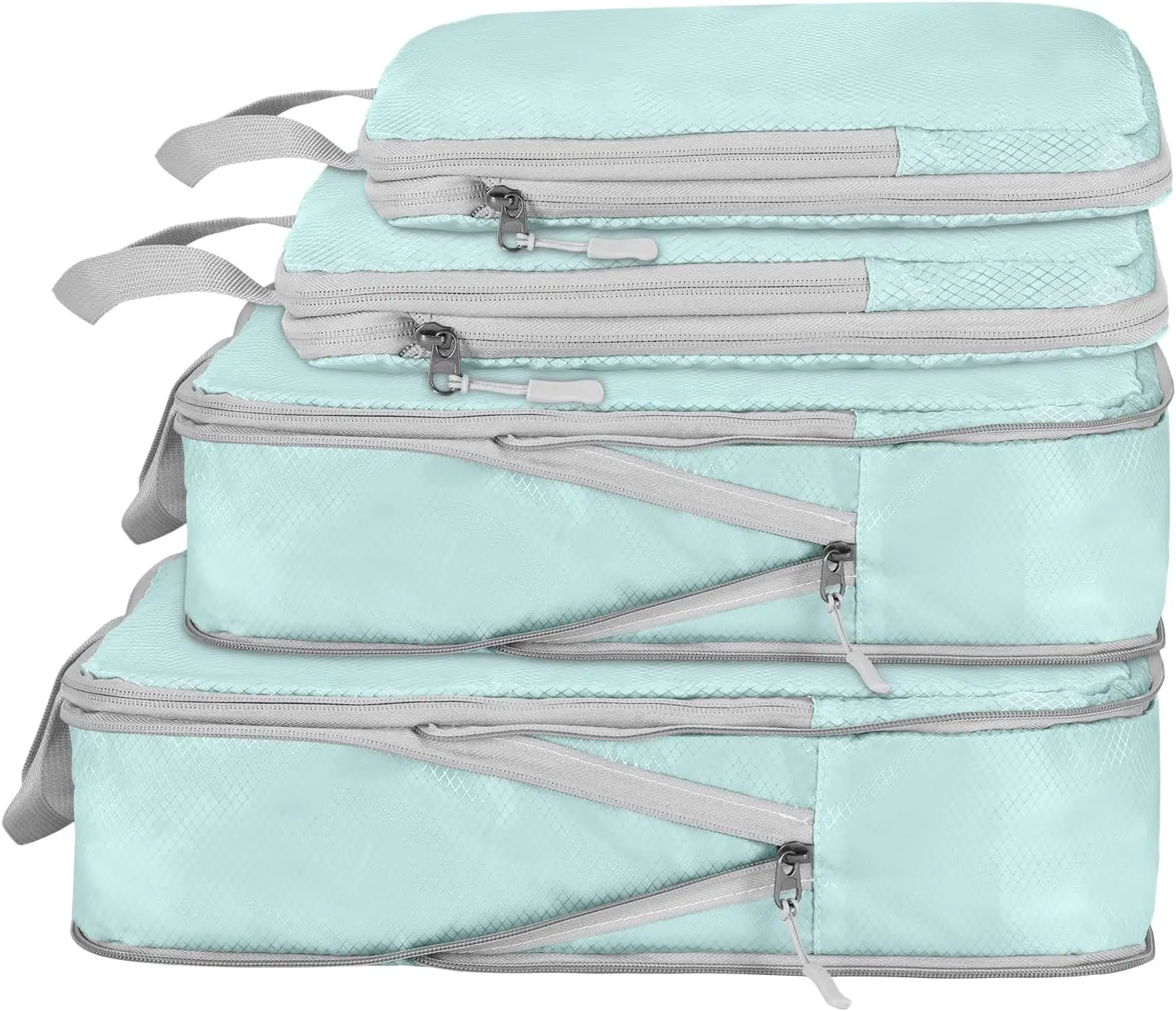 

3/4Set Compression Packing Cubes for Travel, Lightweight Space-Saving Extendable Packing Organizer for Carry on Luggage Suitcase