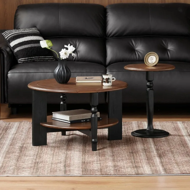 Retro black walnut edge few, color matching combination round few c
