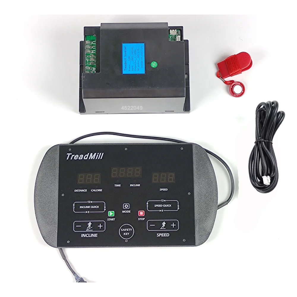 Universal Commercial Treadmill Spar Parts Display + Inverter + Cable + Safety Key Gym Treadmill Controller for AC Motor