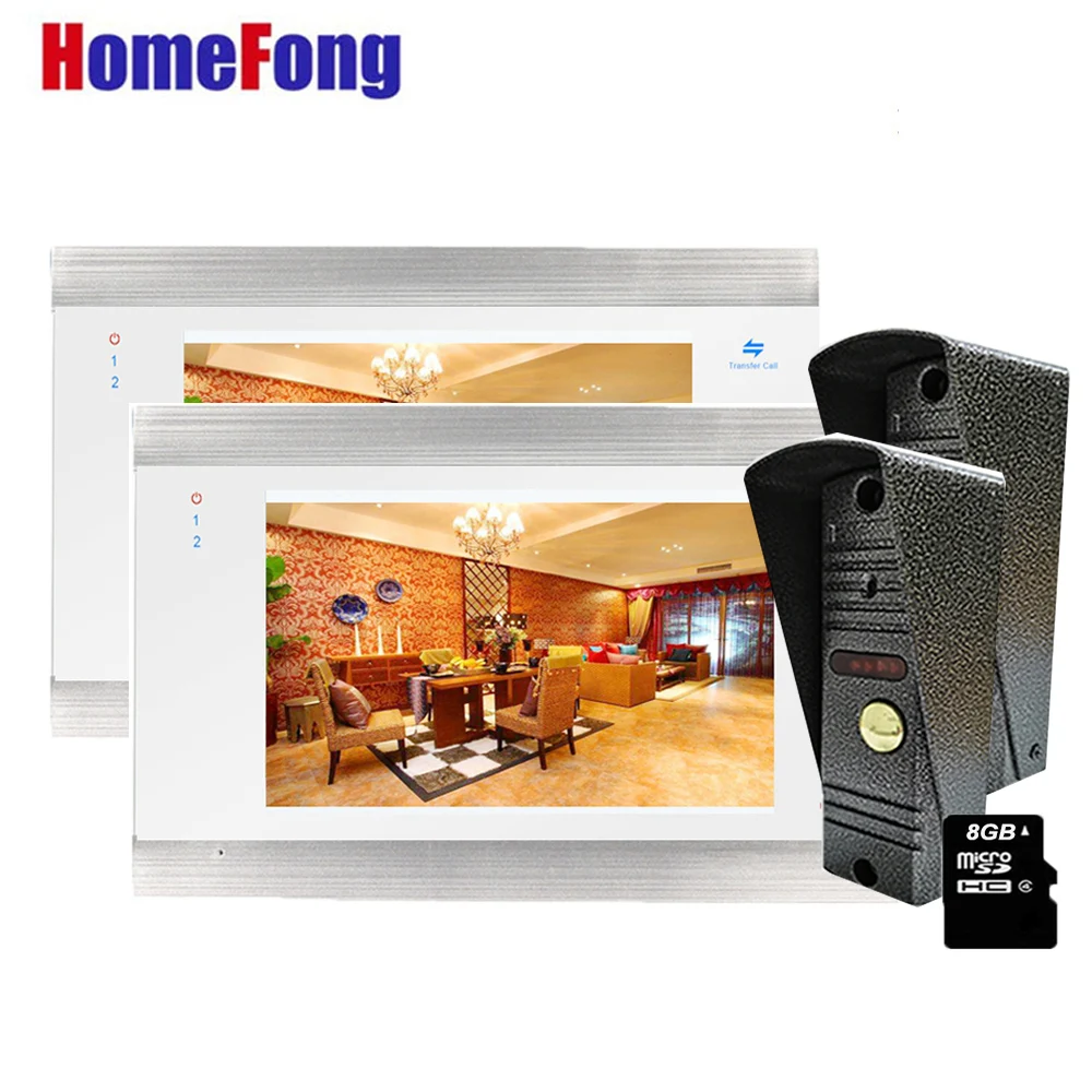 Homefong Wired Record Video Intercom for Home 7 Inch Video Door Phone Doorbell with Camera Multiple Kits Night View Monitor Door