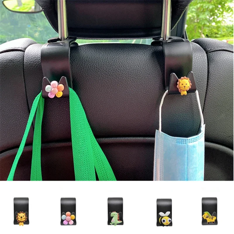 Cute Animal Hook for Bags Car Clips Front Seat Headrest Organizer Holder Auto Fastener Hangers Car Storage Interior Accessories