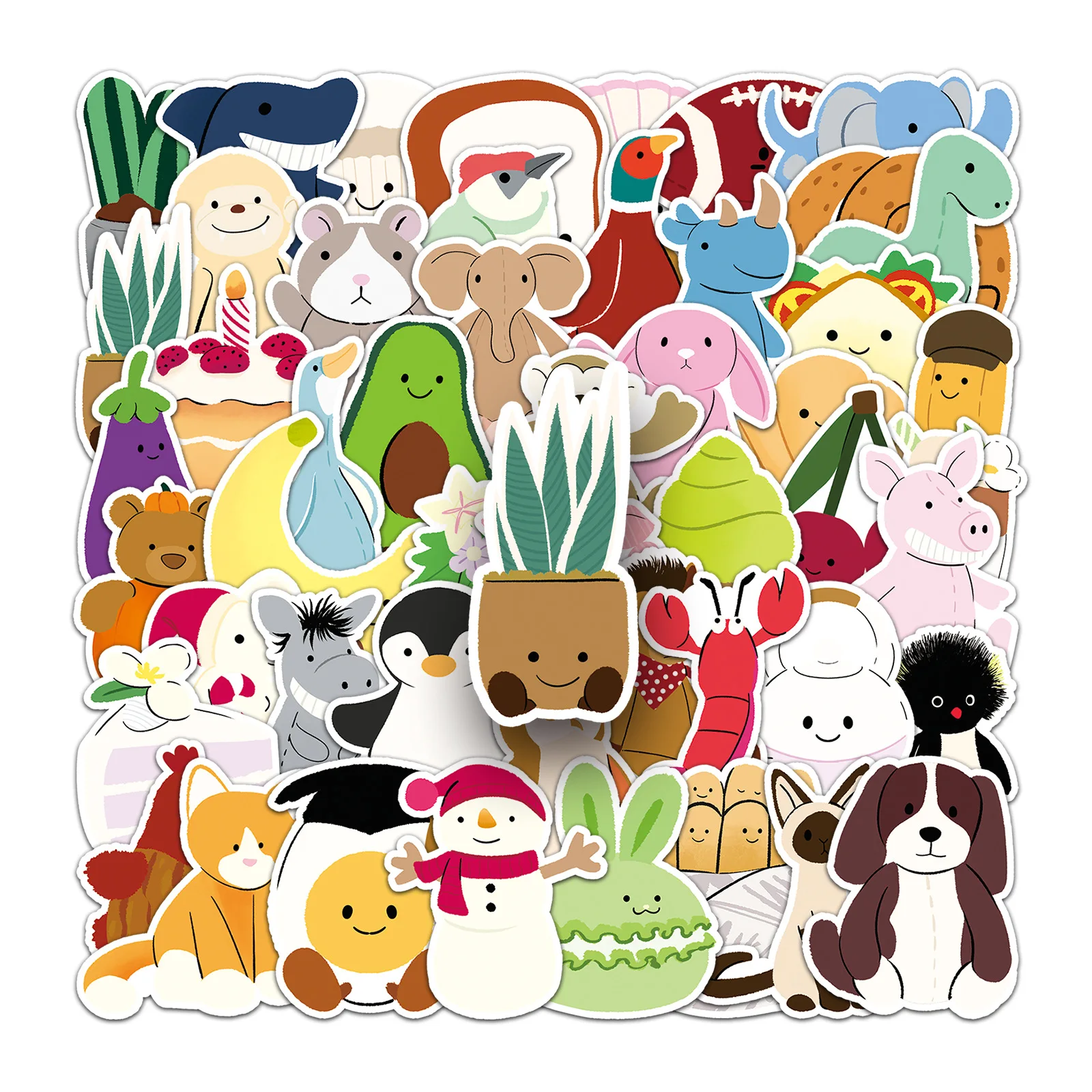 50Pcs Cute Jellycat Stickers Jellycat Peanut Vinyl Waterproof Stickers Pack For Water Bottle Laptop Scrapbook Stickers