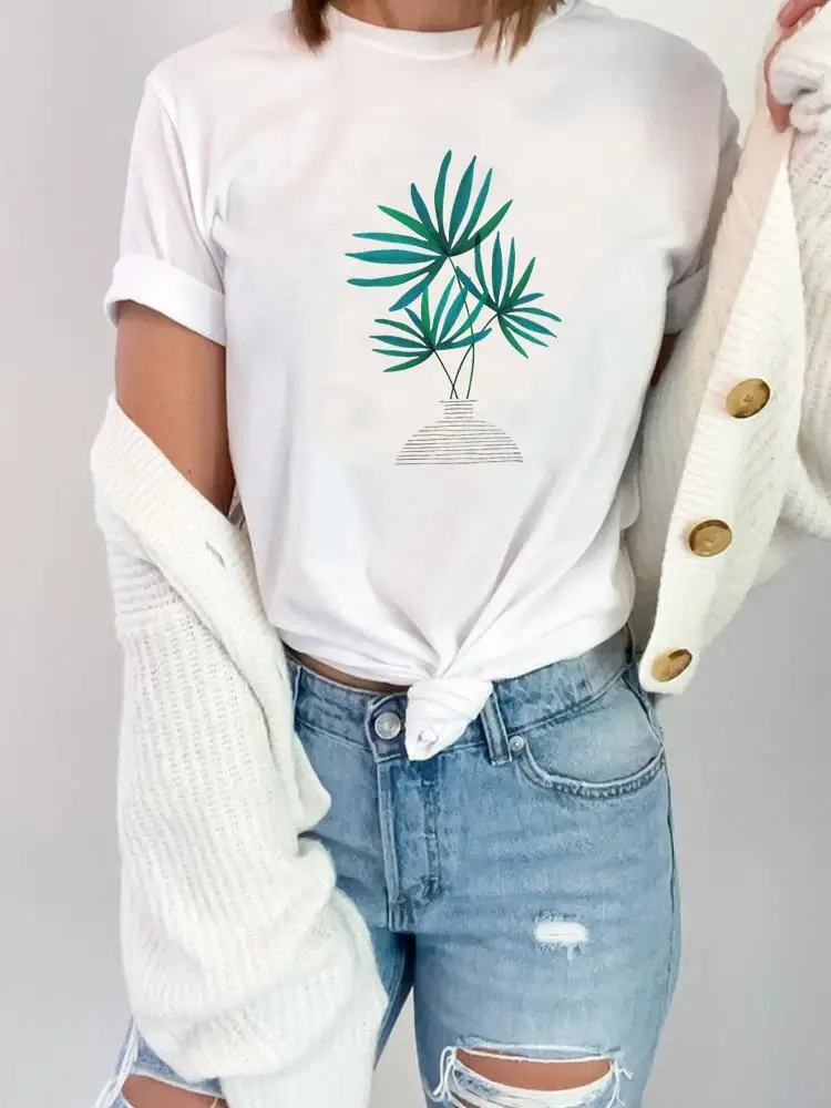 Plant Mooie Stijl Trend Leuke T Shirt Korte Mouw Fashion Zomer Kleding O-hals Tee Top Print Vrouwen Kleding Grafische T-shirt