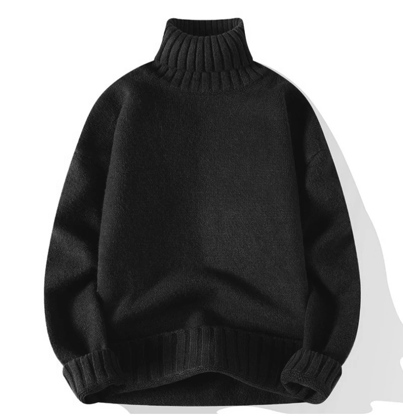 

New Turtleneck Sweater Men Pullover Casual Solid Color Knitted Black Sweater Fashion Autumn Winter Men Clothing Sweater Man