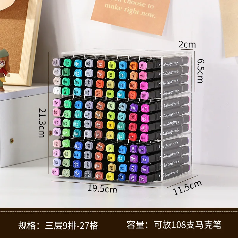 Marking Pen Color Pen Storage Rack Slanted Pen Rack Desktop Large Capacity Display Rack Multi-layer Grid Storage Box