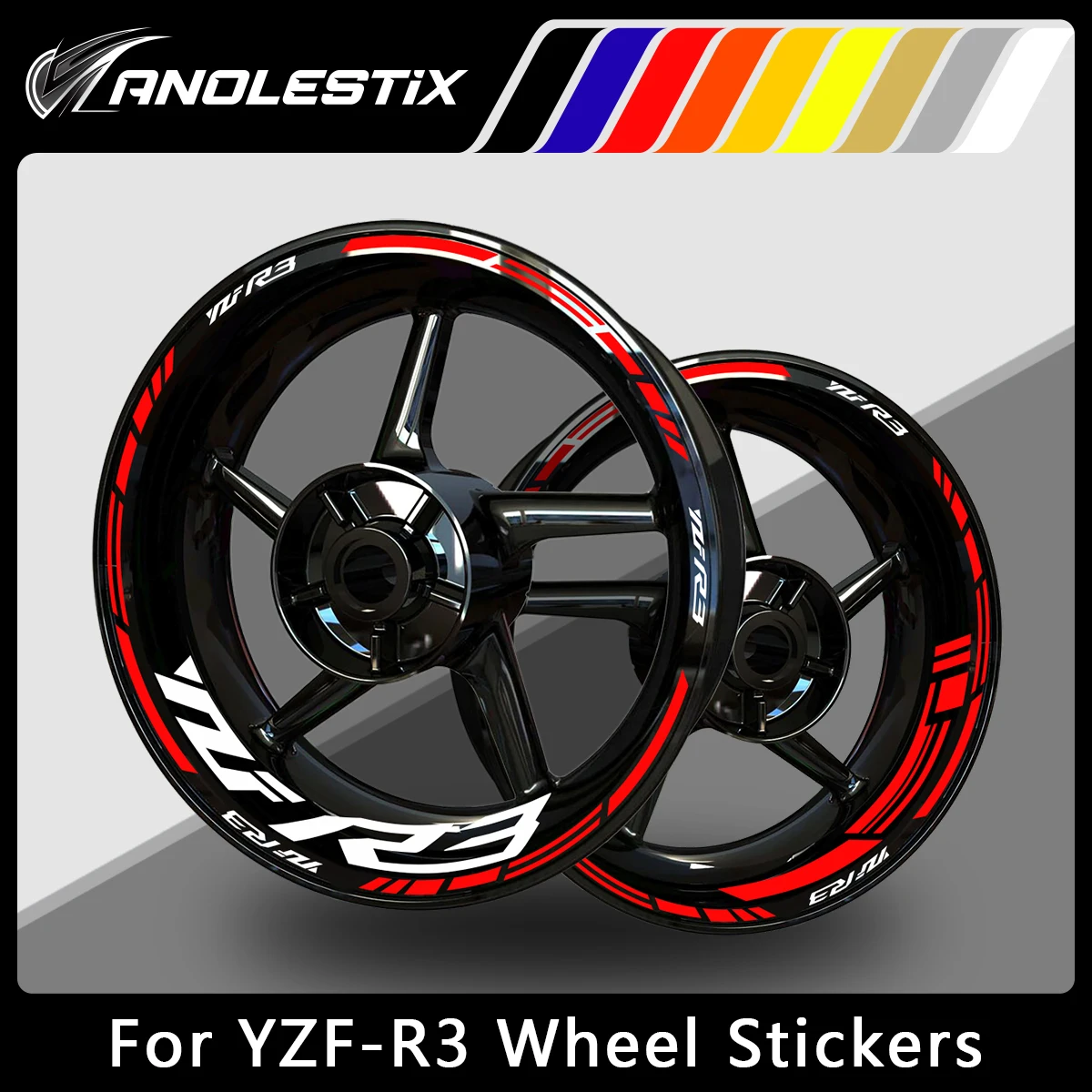 

AnoleStix Reflective Motorcycle Wheel Sticker Hub Decal Rim Stripe Tape For YAMAHA YZF-R3