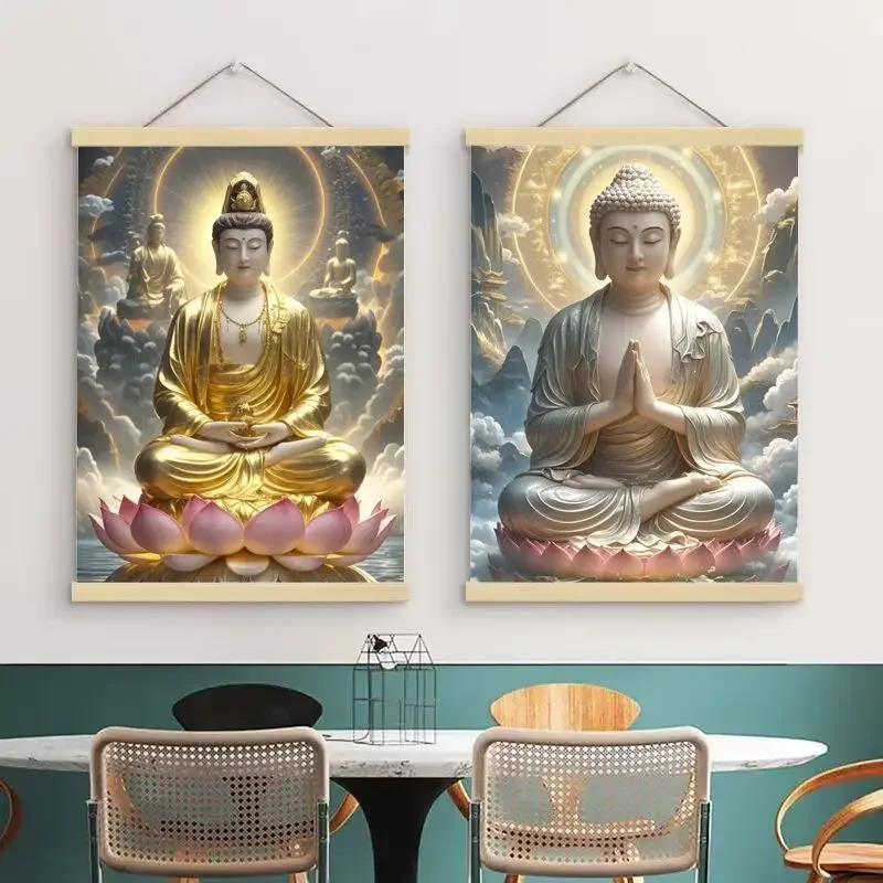 

Шакьямуни Бодхисаттва винтажная настенная живопись в китайском стиле прокрутка искусства домашний декор эстетический гобелен