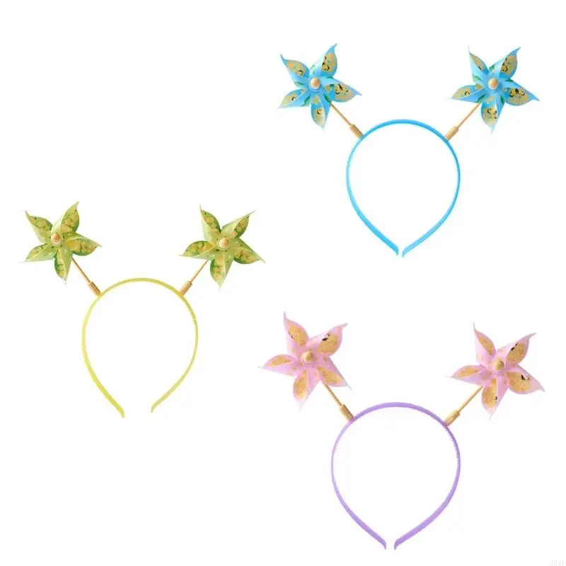 

39XE Spring Windmill Headbands Creative Funny Hair Hoop Lovely Pattern Headwear