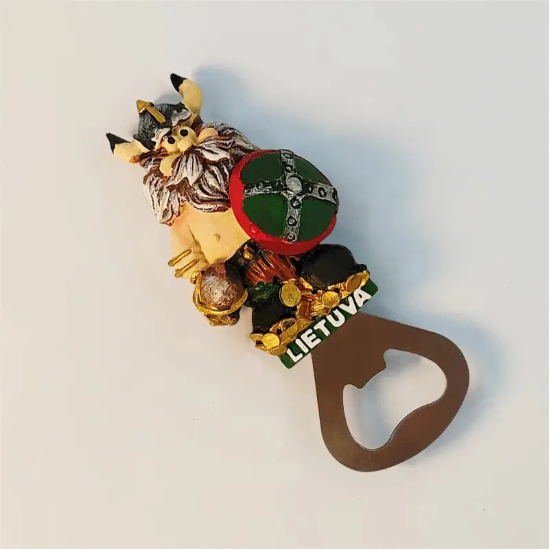 Creative Viking Pirate Design Tourism Craft Bottle Opener 3D Painting Decoration Magnetic Refrigerator Resin Bottle Opener ZI110