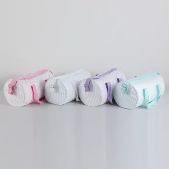 Ayrılabilir ayarlanmış kayış ile çizgili silindir çanta kadın tuval nakış seyahat omuz çantası