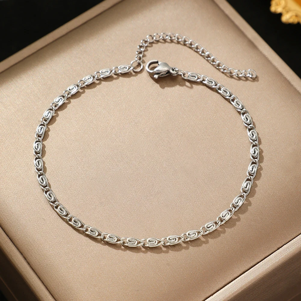 FTCY Stainless Steel Chain Bracelet for Women Gold Color Lightweight Luxury Women's Bracelet Foot Ankle Jewelry Accessories image 4