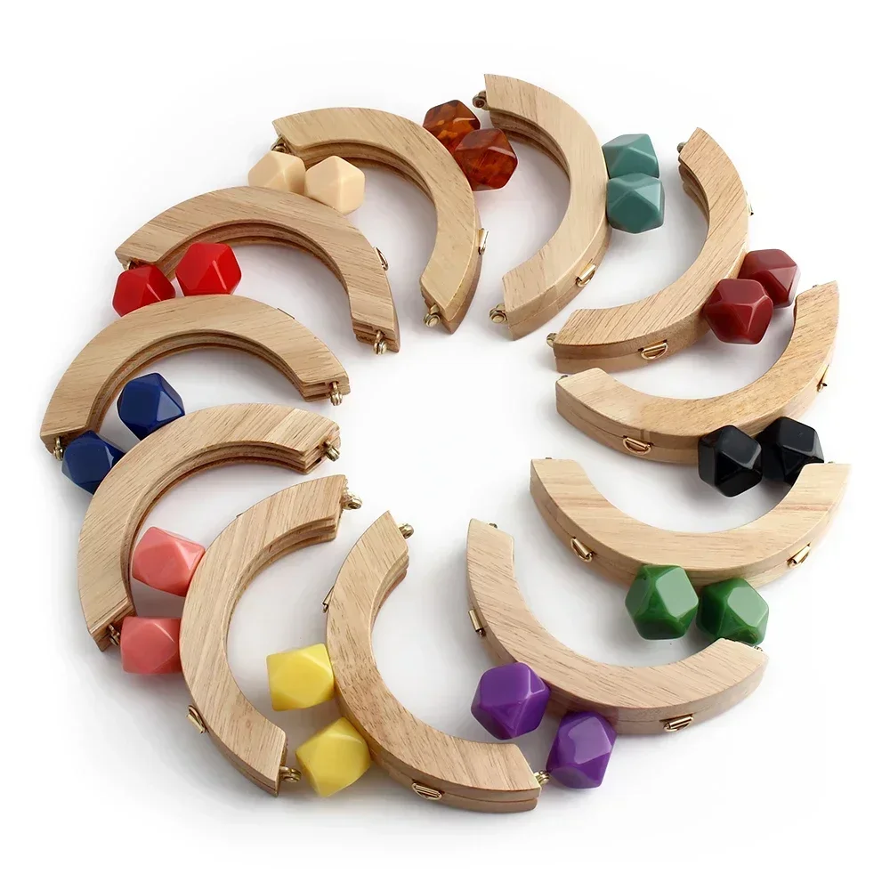 Nolvo World حقيبة خشبية مقبض إغلاق قبلة المشبك محفظة مسامير الإطار استبدال حقائب اليد محافظ بين قوسين DIY بها بنفسك الخياطة اكسسوارات #5