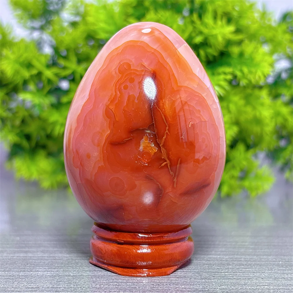 Carnelian Egg Natural Crystal Home Decoritems Room decor Luck Quartz Stone Garden Reiki Healing Energy Love Gifts +Stand