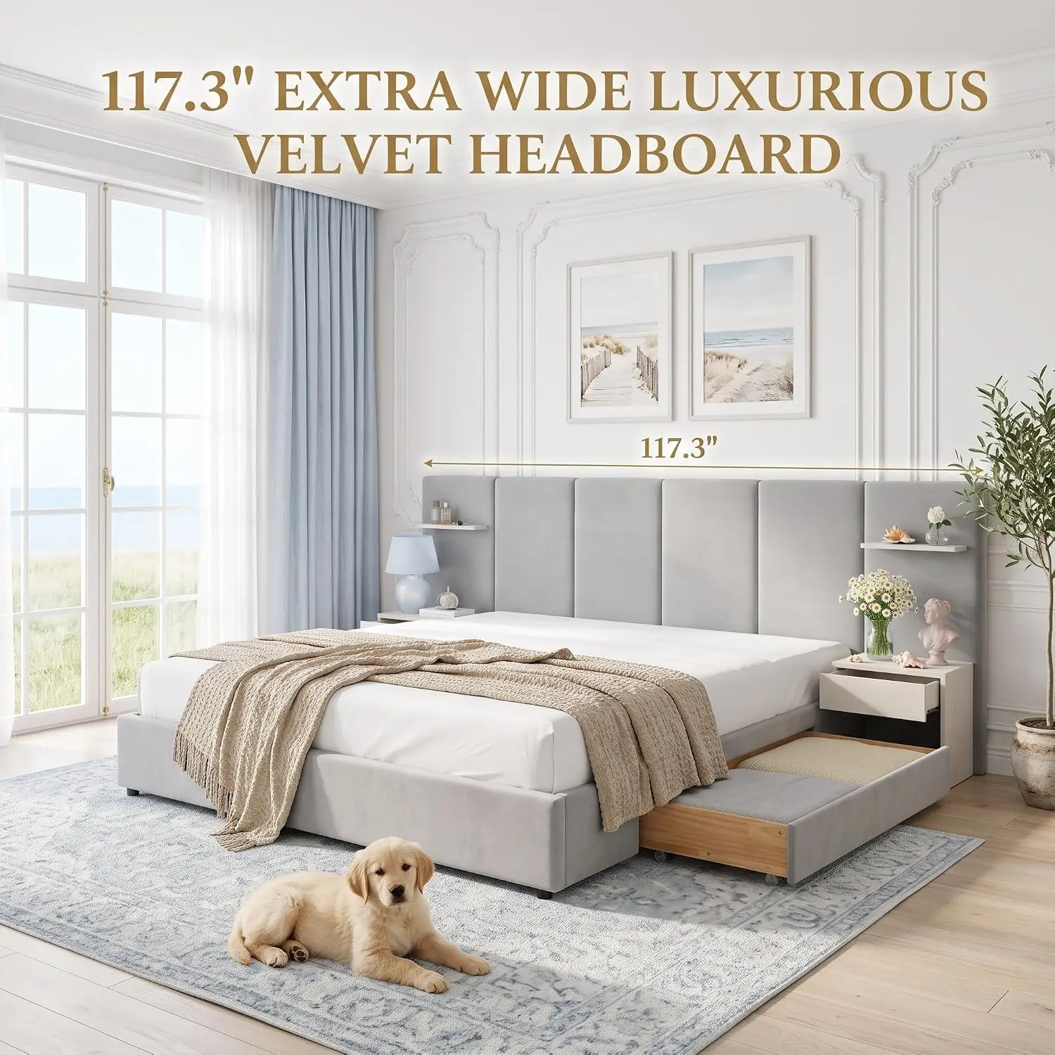 Base de Cama King Size con Alm - King Size Bed Frame With Storage Drawers reseña y precio
