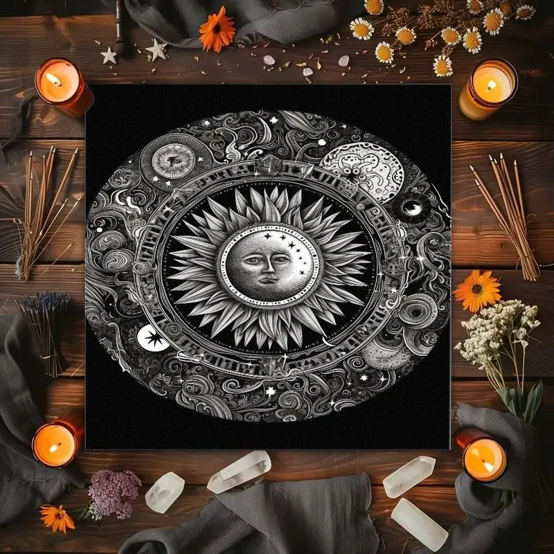 VIKAMA Deep Sea Luminous Jellyfish Tarot Card Tablecloth Mystical Divination Altar Cloth Ceremony for Spiritual Room Decor