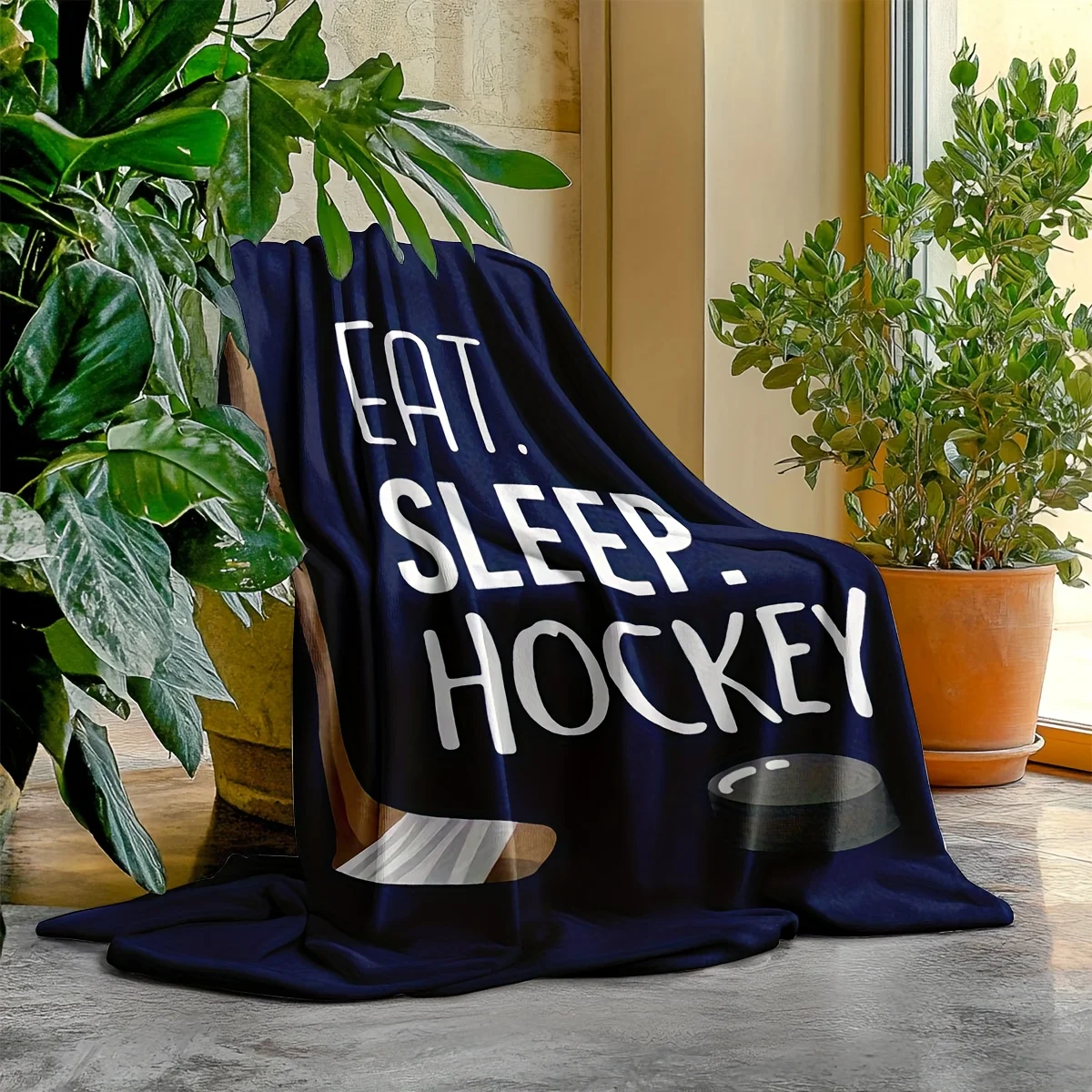 EAT.SLEEP.HOCKEY Paired with Hockey Stick Ice Hockey, Understands The Spirit of Sports. Fleece Material Is Soft And Suitable for