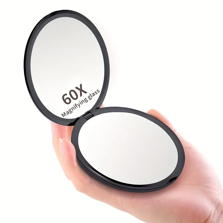 60X Portable Makeup Mirror Travel Magnifying Double-sided Folding Vanity Mirror High Definition Glass