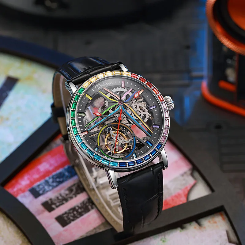 Mens Brand Automatic Mechanical Watch Male Hollow Out Skeleton Business Sport Waterproof Luminous Military Tourbillon Wristwatch