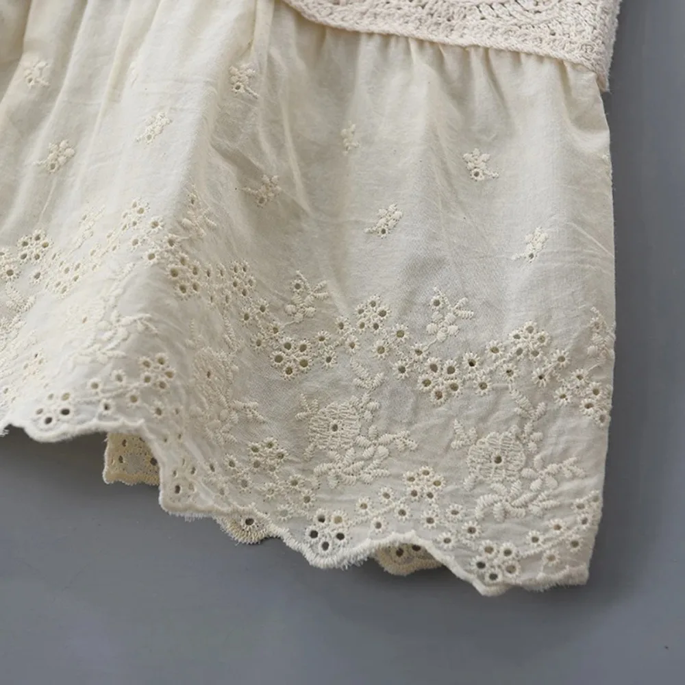 Top in maglia cava ricamato in cotone nuovo Top estivo senza maniche ricamato Top lavorato a maglia senza maniche bohémien donna