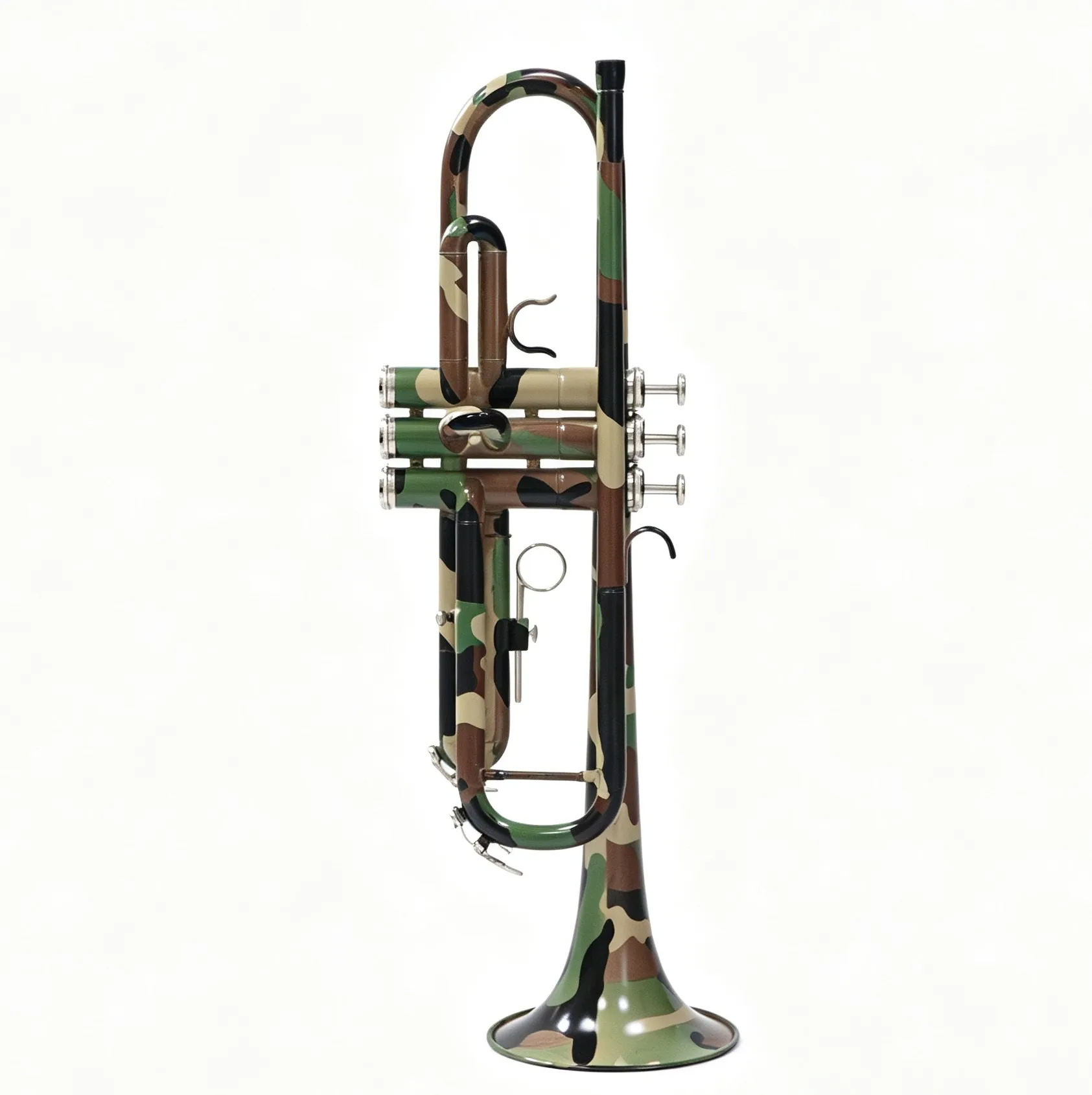 Yellow Brass Material Larger Camouflage Color Surface Finishing Normal Level Brass Instrument Trompette