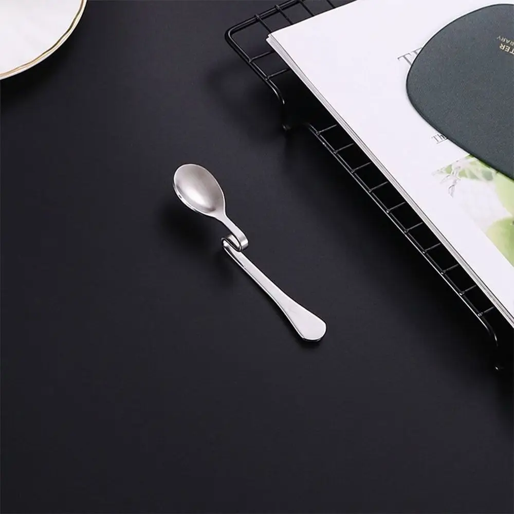 Stainless Steel Teaspoon New Curved Handle Long Handled Seasoning Ladle Twist Hanging Cup Spoon